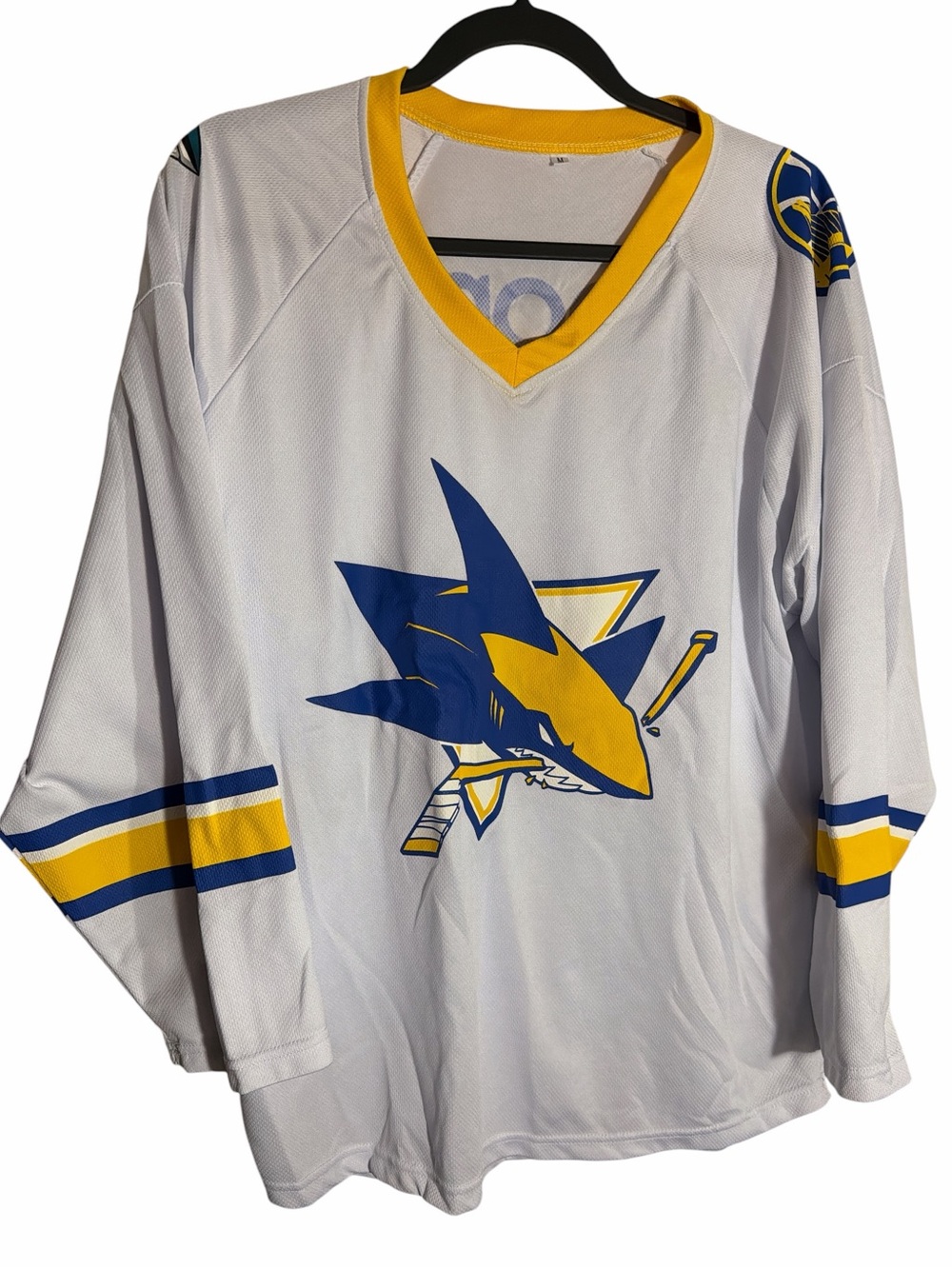 Golden State Warriors San Jose Sharks Mashup Hockey Jersey Shirt Mens Medium